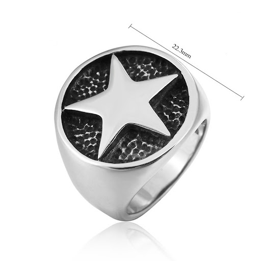 Title 1, Mens Vintage Five-Pointed Star Titanium Steel ...