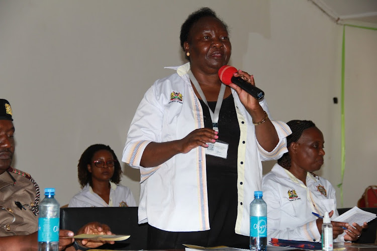 National Police Service Commission vice chairperson Alice Otwala during meeting with youths in Homa Bay on March 14,2022