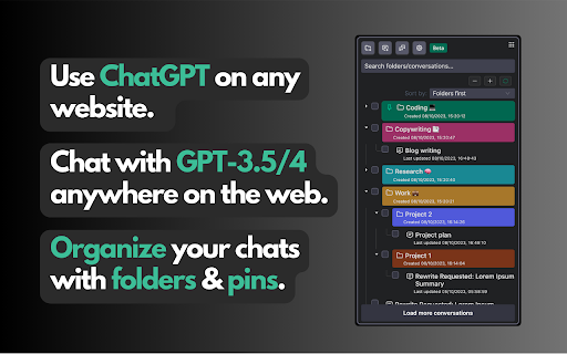 ChatGPT Folders & GPT-3.5/4 AI Online Copilot