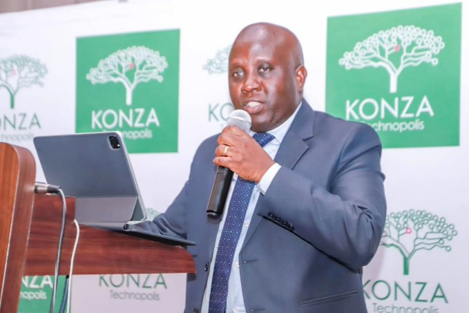 ICT PS John Tanui speaking at the Konza Technopolis Economic Innovation Partnership Programme on March 5, 2024.