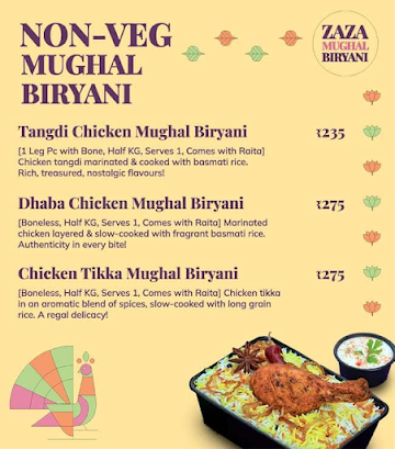 ZAZA Mughal Biryani menu 