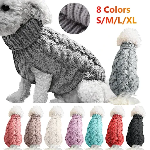 Warm Dog Cat Sweater Clothing Winter Turtleneck Knitted Pet Cat Puppy Clothes Costume For Small Dogs Cats Chihuahua Outf