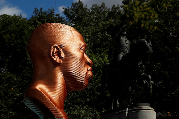 A sculpture of George Floyd at the SEEINJUSTICE art exhibition, in New York. Picture: REUTERS/SHANNON STAPLETON