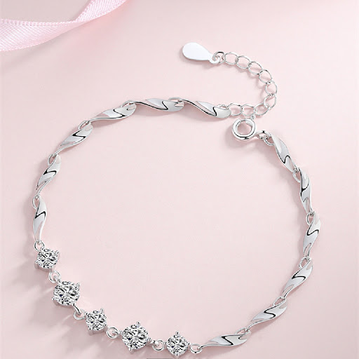 Title 4, Sterling Silver Bracelet For Girls Simple Niche...