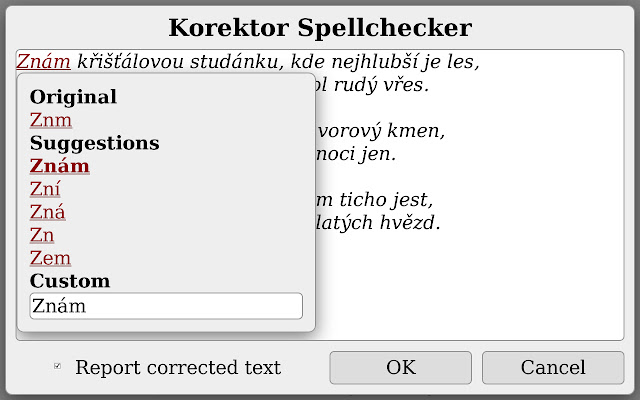 Korektor Spellchecker chrome extension