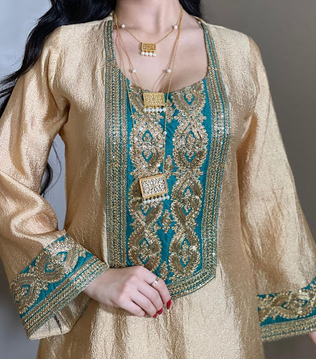 Title 5, New Sequined Gold Silk Solid Color Long Sleeve ...