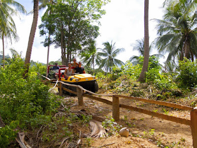 Drive an amphibious all-terrain vehicle