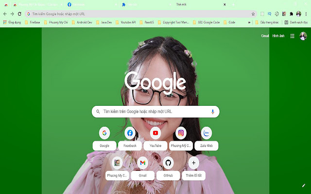 Phuong My Chi - Theme Green Background chrome extension