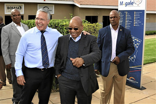 Bosasa chief executive officer Gavin Watson with then president Jacob Zuma at the company's Krugersdorp headquarters in 2015.