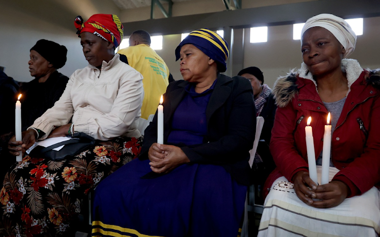 Family members of the 13 gathered for a memorial service of some of those killed at the Soweto tavern two weeks ago.