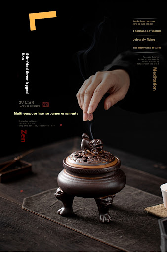 Title 6, Chinese Antique Style Ceramic Incense Coil Burn...