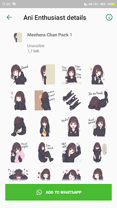 Anime Menhera Cute Girl For WhatsApp Stickersのおすすめ画像1