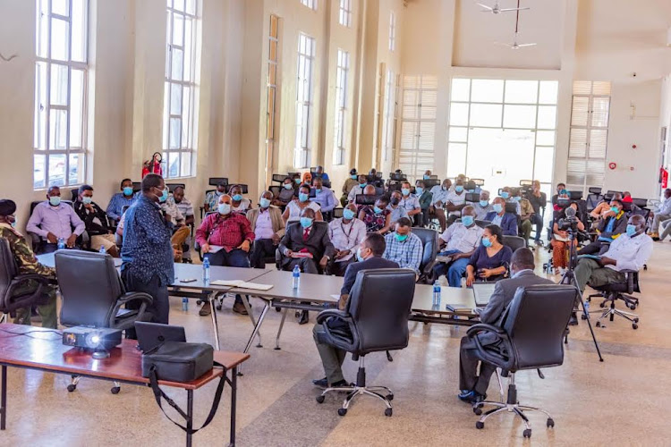 Border Management Secretariat (BMS) Secretary Kennedy Nyaiyo, addressing the Ethiopian delegation, Kenya Government and Trade Mark East Africa officials.