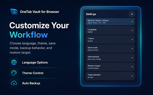 OneTab Vault for Browser screenshot 2