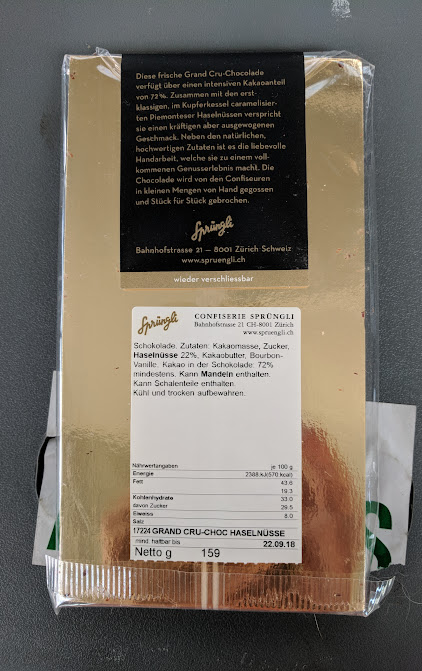 72% Grand Cru Sprungli Bar