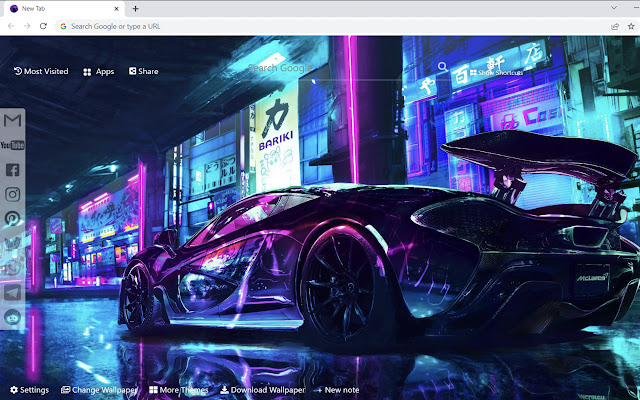 Neon Cars Wallpaper HD New Tab