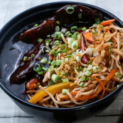 Chilli Garlic Noodles With Veg Manchurian