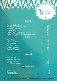 Aww The Cafe Studio menu 2