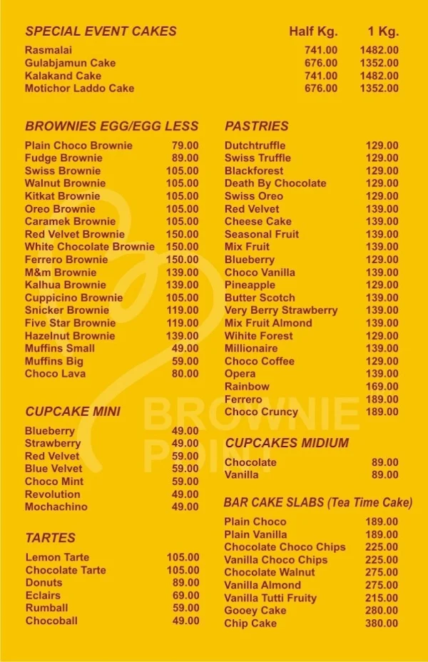 Brownie Point menu 