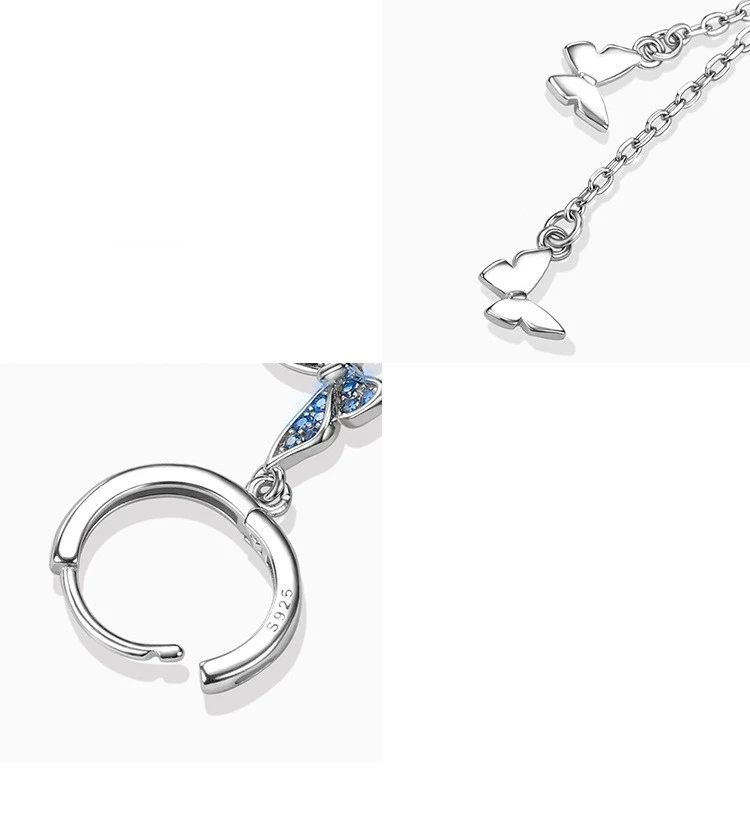 Lange vlinder kwast oorbellen S925 Sterling Zilver, een elegante accessoire voor dames. Perfect als cadeau of voor speciale gelegenheden