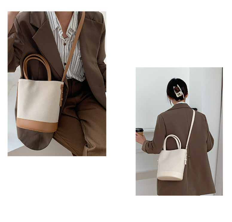 Modieuze canvas crossbody bucket bag voor dames, schoudertas. Stijlvol en ruim, perfect voor dagelijks gebruik en het dragen van essentials.