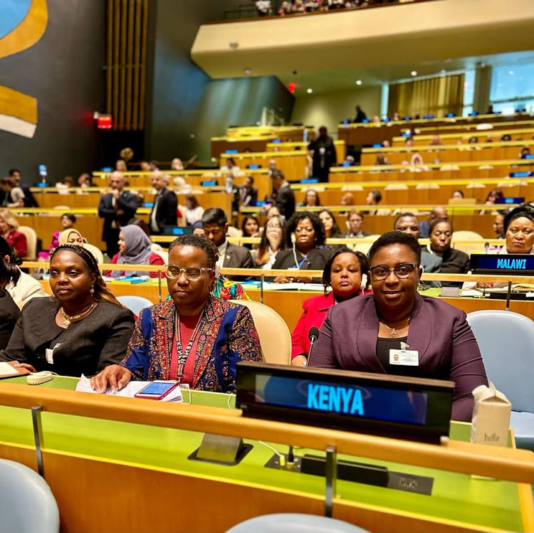 dorcas rigathi at the UN General Assembly in New York March 7