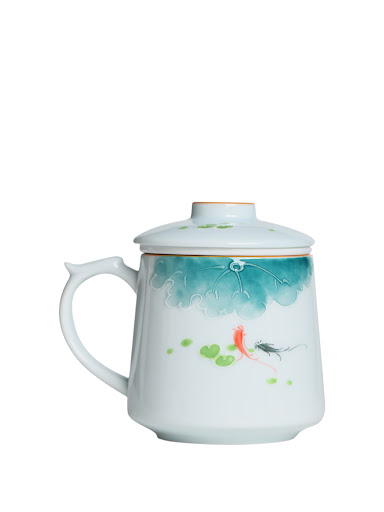 Title 5, Hand Painted Celadon Powder Cups featuring Spla...