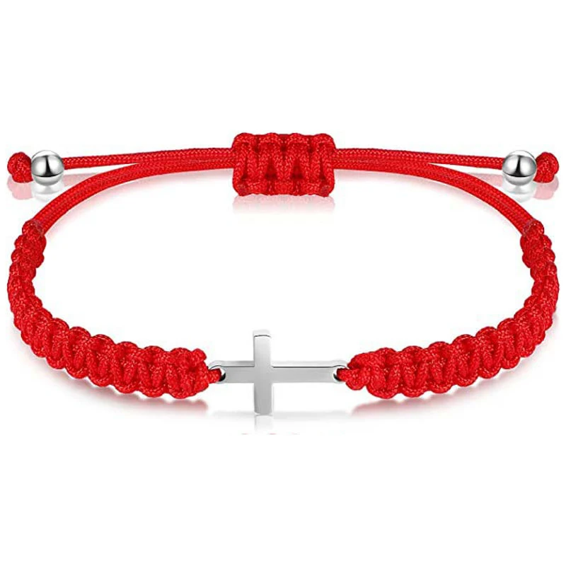 Pulseira de Corda Milan Ajustável Cruz Pendente Tecida à Mão — Conforto e Estilo Duradouro, Ideal para Presentear ou Uso Diário