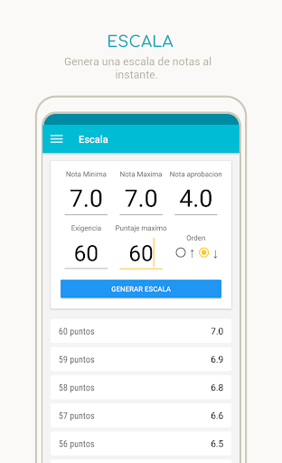 Escritorio de estudiante - Horario, escala notas