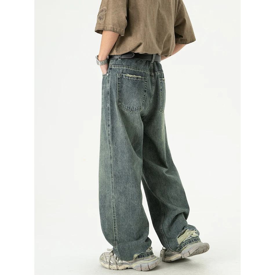 Jeans Rasgados Retro Holgados Pierna Ancha Pantalones Denim Cómodos Estilo Vintage Para un Look Casual y Moderno Perfecto Para Cualquier Ocasión
