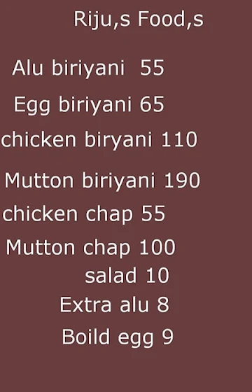 Riju's Foods menu 