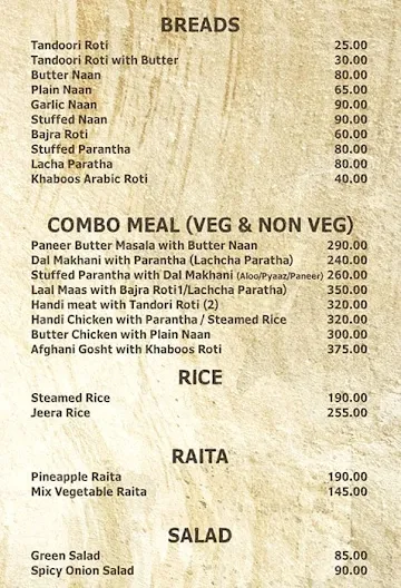 Handi Jaipur menu 