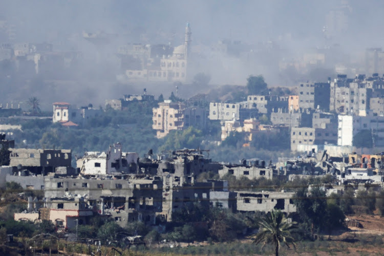 A view of damaged buildings in Gaza, amid the ongoing conflict between Israel and Palestinian Islamist group Hamas, as seen from southern Israel, November 4, 2023. REUTERS/Evelyn Hockstein