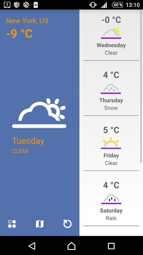 Android application Weather screenshort