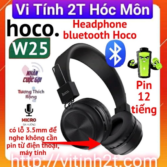 Tai Nghe Bluetooth Chụp Tai Hoco W25 - Bass Sâu - Cắm Thẻ Nhớ Pin Trâu 12 Tiếng