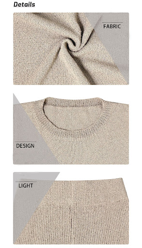 Title 3, 2pcs Womens Knitting Suit Summer Loose Round N...
