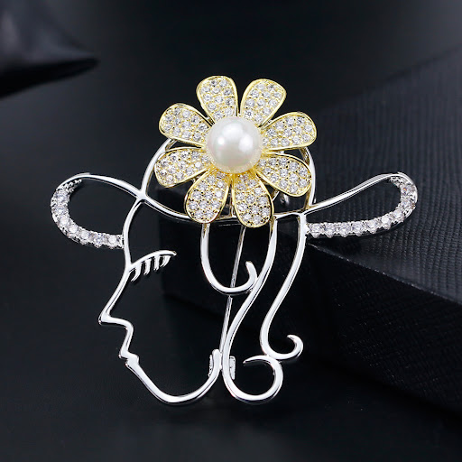 Title 2, Rotating Portrait Brooch Pin for Coat Sweater A...