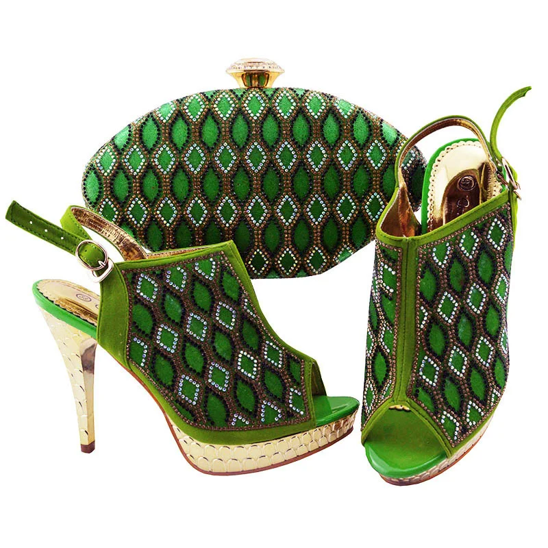 Stiletto European and American Spot Fish Mouth High Heeled Shoes and Messenger Bag