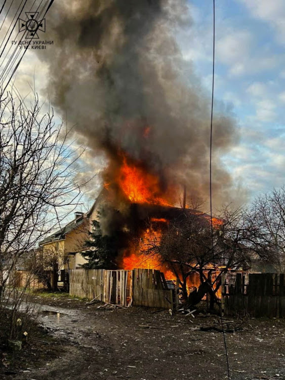 A view shows a house destroyed by a Russian missile strike in Kyiv, Ukraine, in this handout picture released December 29 2022. Picture: UKRAINE EMERGENCY SERVICES/REUTERS