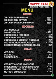 Happy Eats menu 1