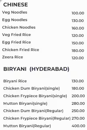 Andhra's Kitchen menu 