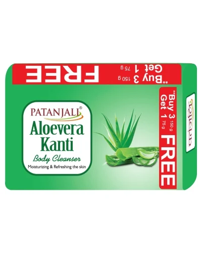 Patanjali Aloevera Kanti Body Cleanser(150Gx3)+ Free 75G - 450 gm