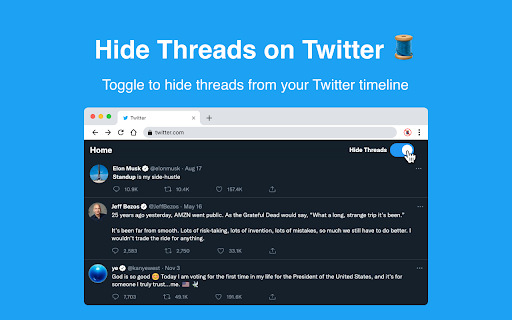 No More Threads - Hide Twitter Threads