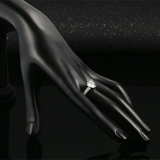 Title 4, Heart-shaped Zircon Ring White Gold-plated Diam...