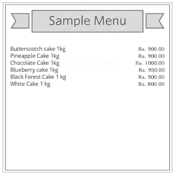 Vindhwashni Bakers, Confectioner & Florist menu 