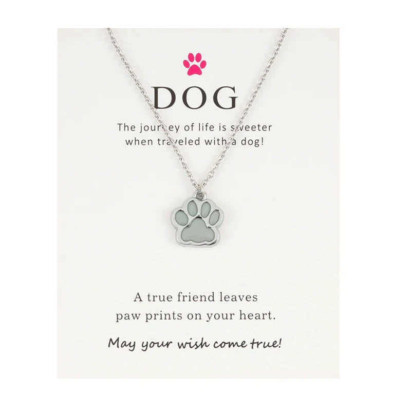Lichtgevende hondenpoot hanger met O-type ketting van roestvrij staal voor mannen en vrouwen, kaartketting. Een perfect cadeau voor dierenliefhebbers.