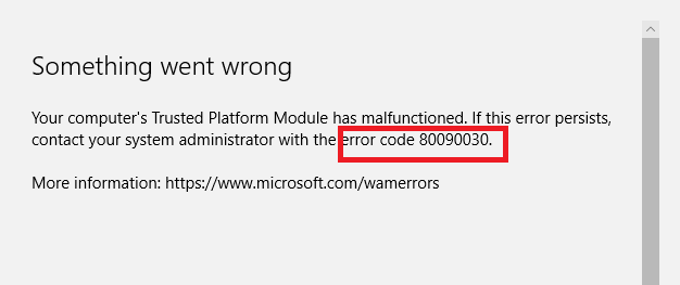 MS Office 365 Error Code 80090030