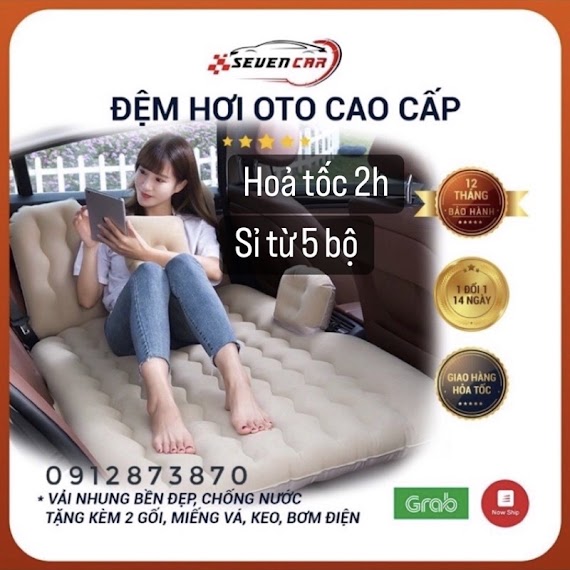 Đệm Hơi Xe Ô Tô, Nệm Hơi Ô Tô, Đệm Phao Xe Hơi Cao Cấp, Vải Nhung, Chống Nước + Tặng 2 Gối, Bơm Điện - Seven.car