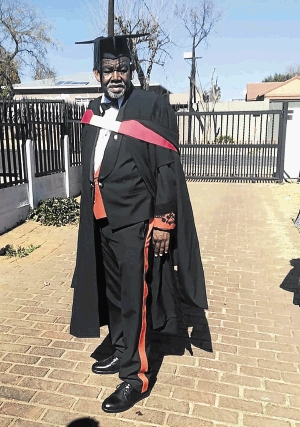 Proud ex-soldier Philip Dhlamini thanks Judge Frans Kgomo for inspiring him to study law.