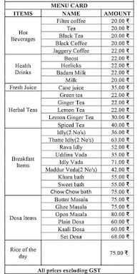 MDP Coffee House menu 1